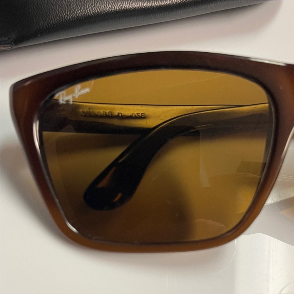Ray-Ban Brown Rectangular Sunglasses with Black C… - image 2
